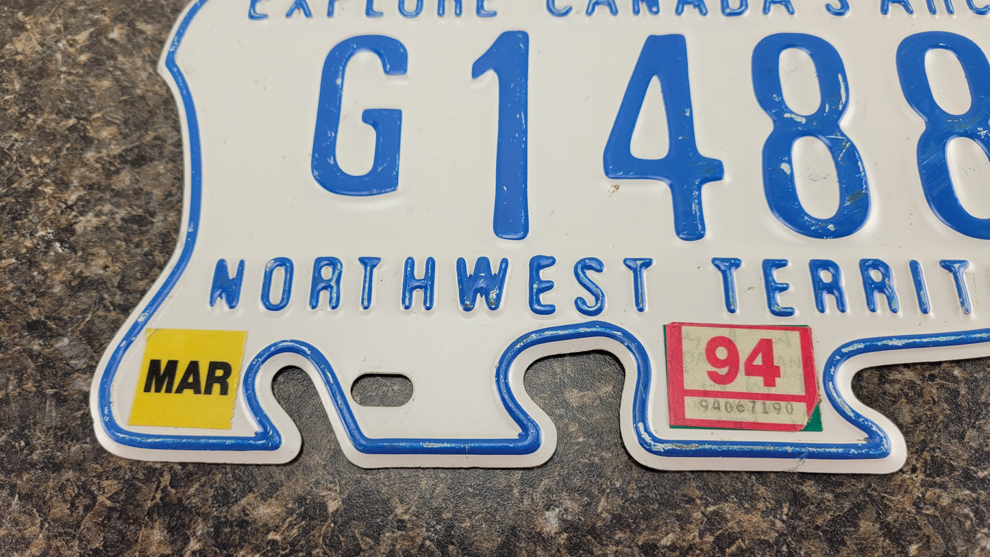 1994 Northwest Territories Polar Bear License Plate, G1488