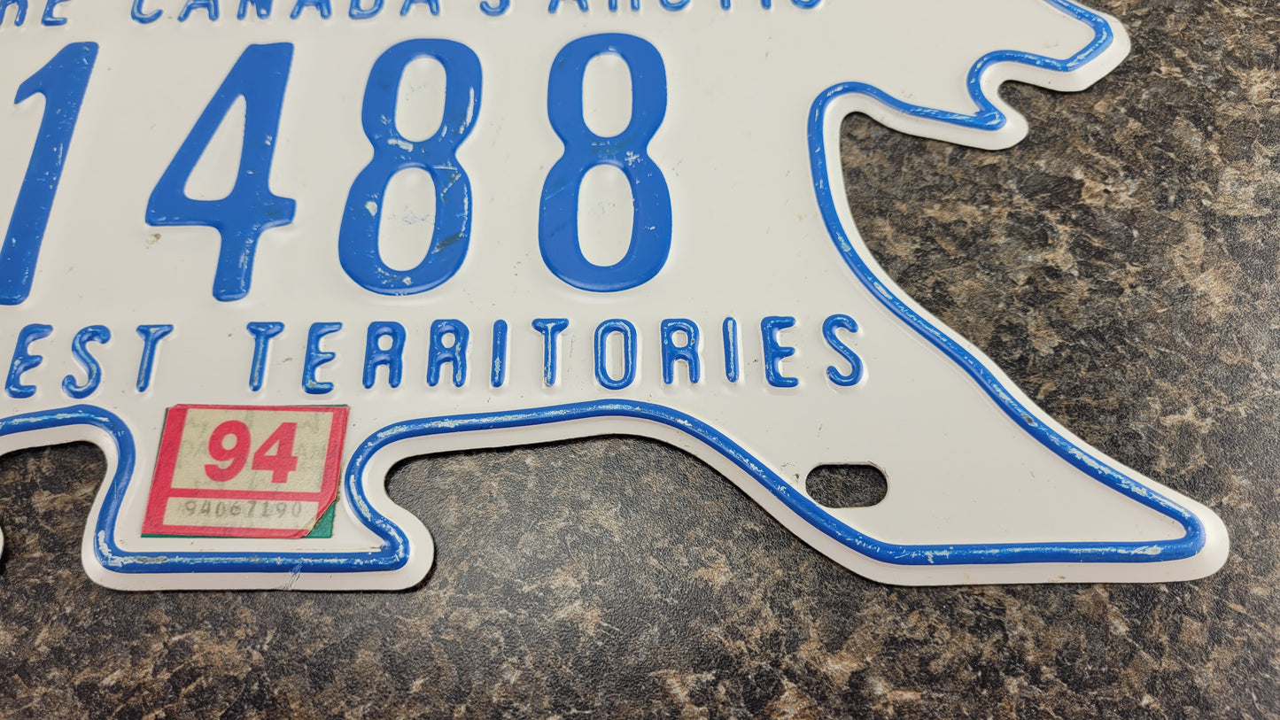 1994 Northwest Territories Polar Bear License Plate, G1488