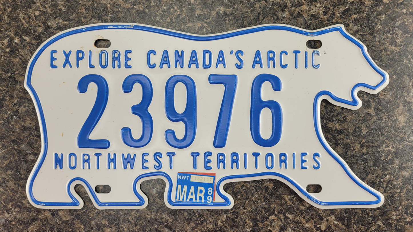 1989 Northwest Territories Polar Bear License Plate, 23976