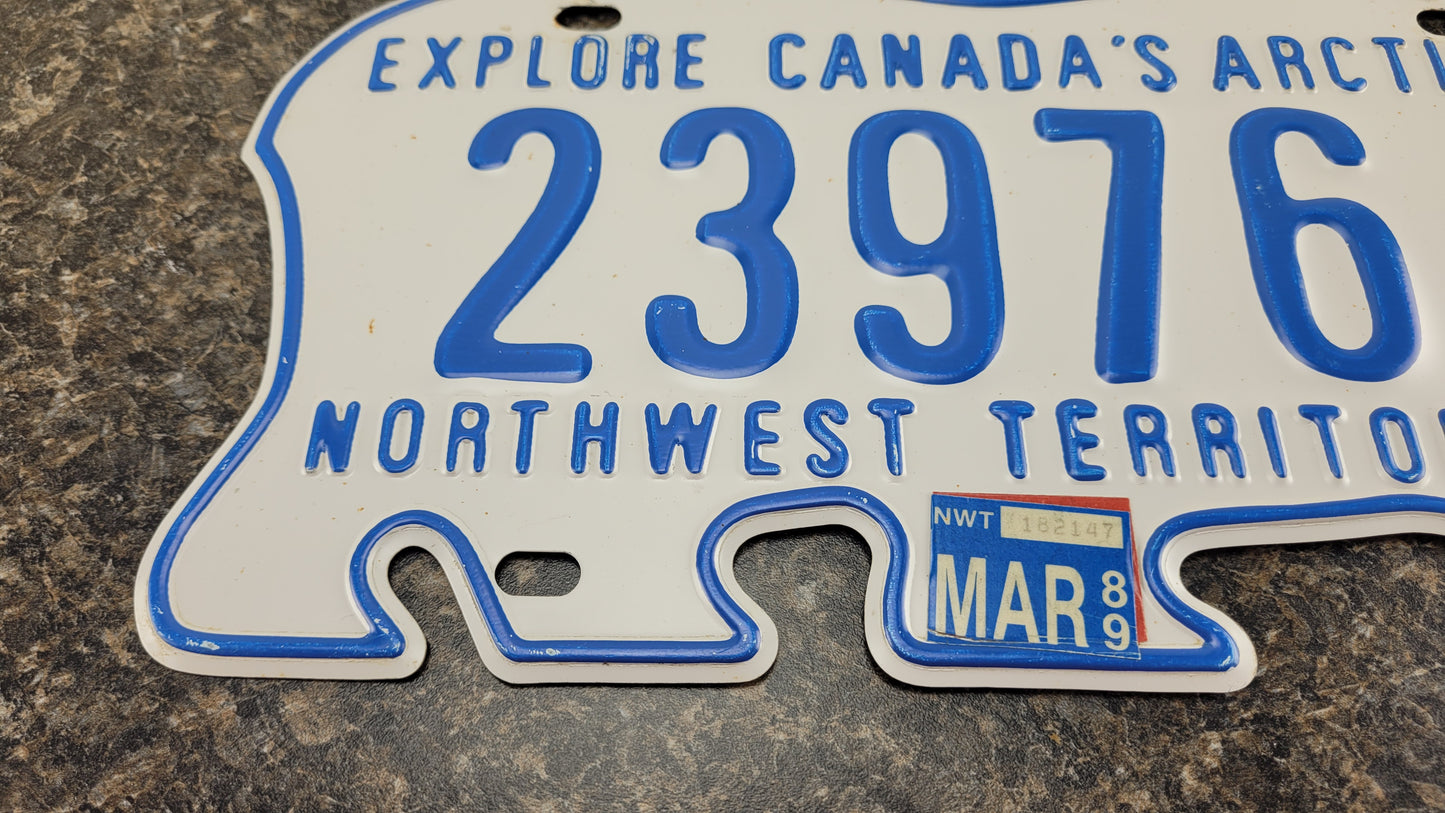 1989 Northwest Territories Polar Bear License Plate, 23976