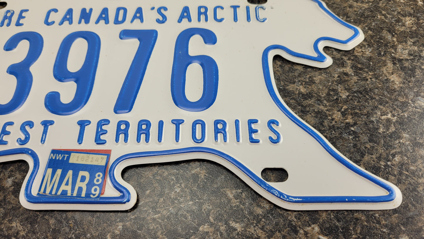 1989 Northwest Territories Polar Bear License Plate, 23976