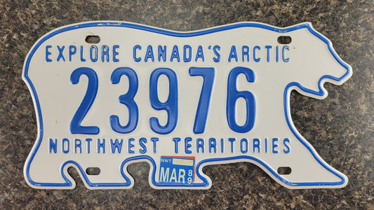 1989 Northwest Territories Polar Bear License Plate, 23976