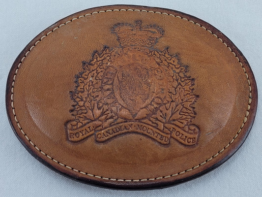 RCMP Royal Canadian Mounted Police Leather Wrapped Belt Buckle