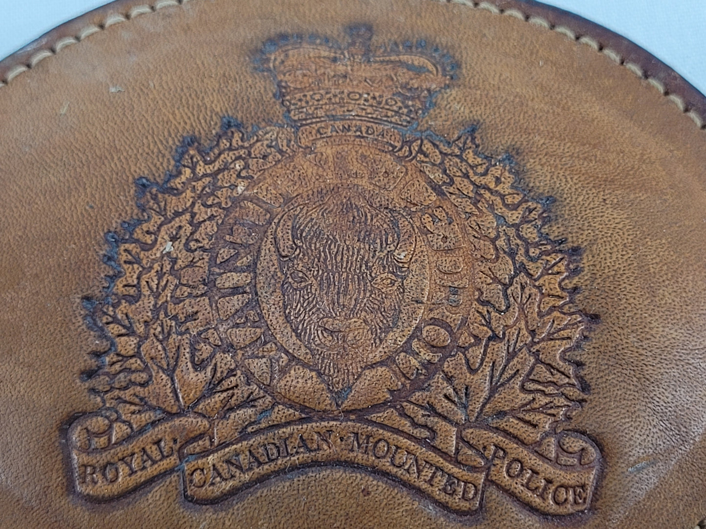 RCMP Royal Canadian Mounted Police Leather Wrapped Belt Buckle